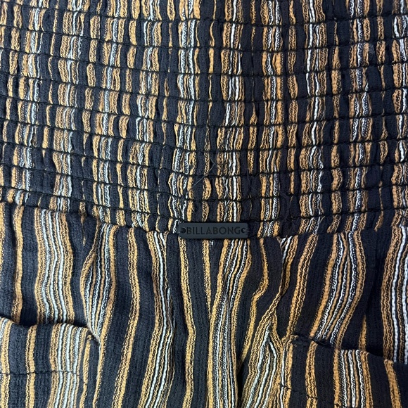 BILLABONG Black & Tan Striped Smocked Waist Pants - Picture 4 of 7